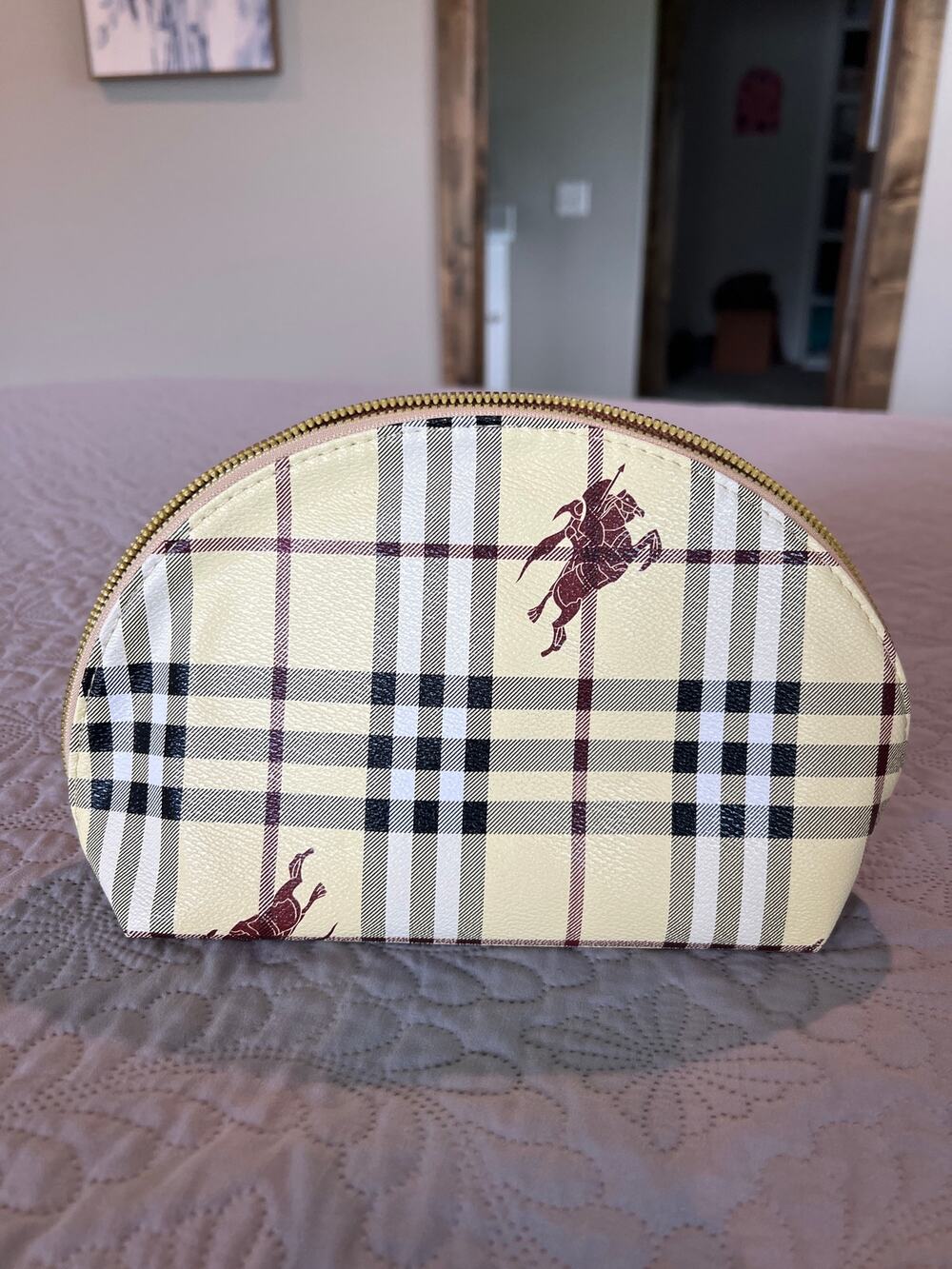 NWOT plaid cosmetic/purse pouch